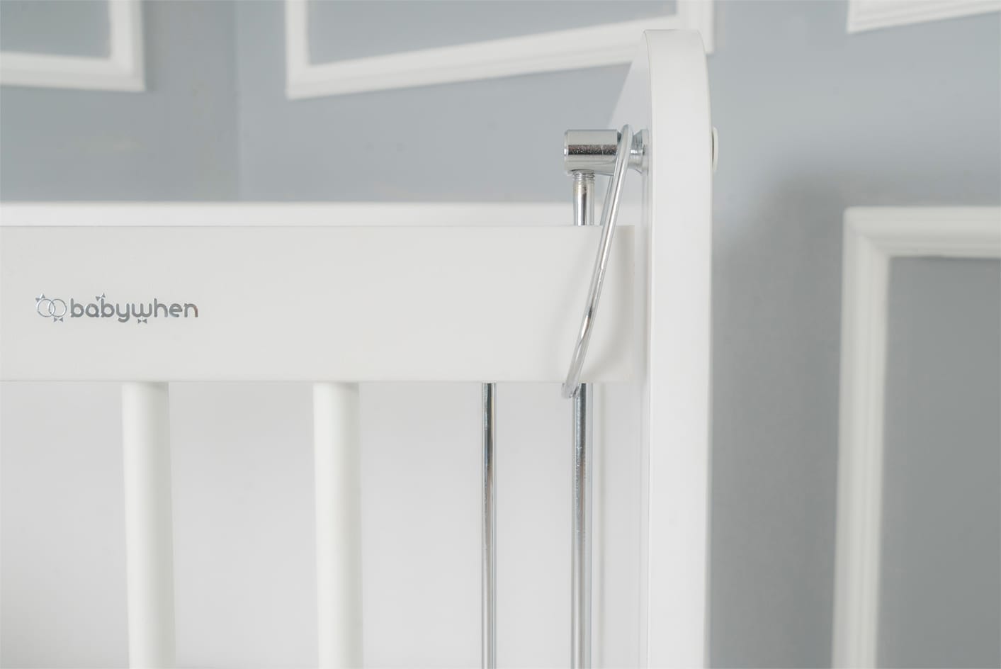 BW1090 White Rocking Mother Side Crib with wheels 120 X60Â - Image 7