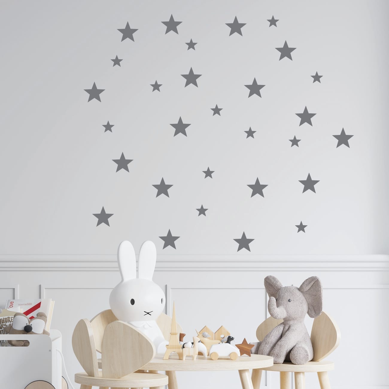 50 Stars Stickers Grey