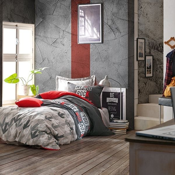 Nova Home "Rock" Printed Duvet Cover Set - 100% Cotton - 3 Pcs - Single/Twin - Grey - Image 3
