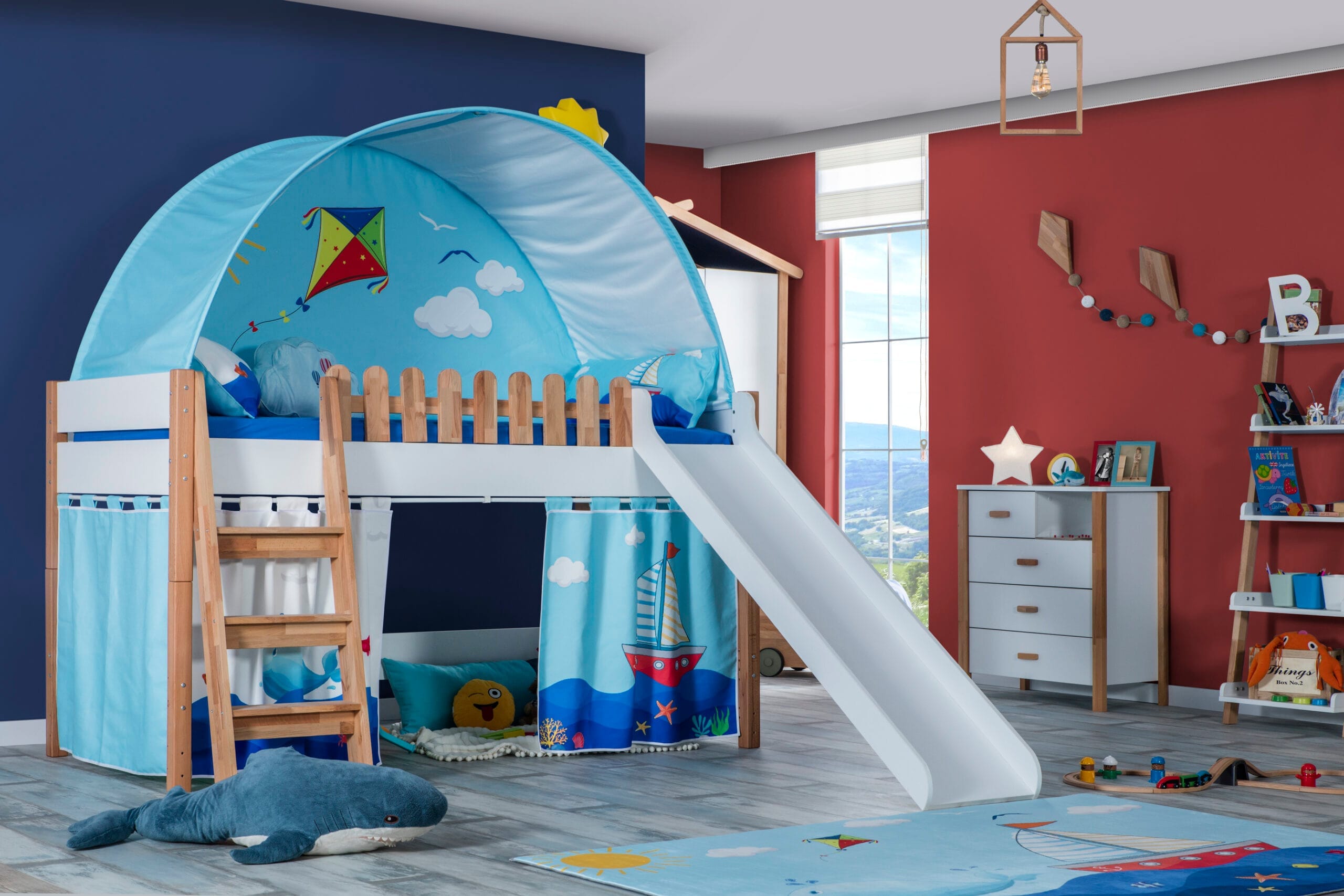 My House Play Bed â Bow Tent And Curtain (Blue) - Image 2