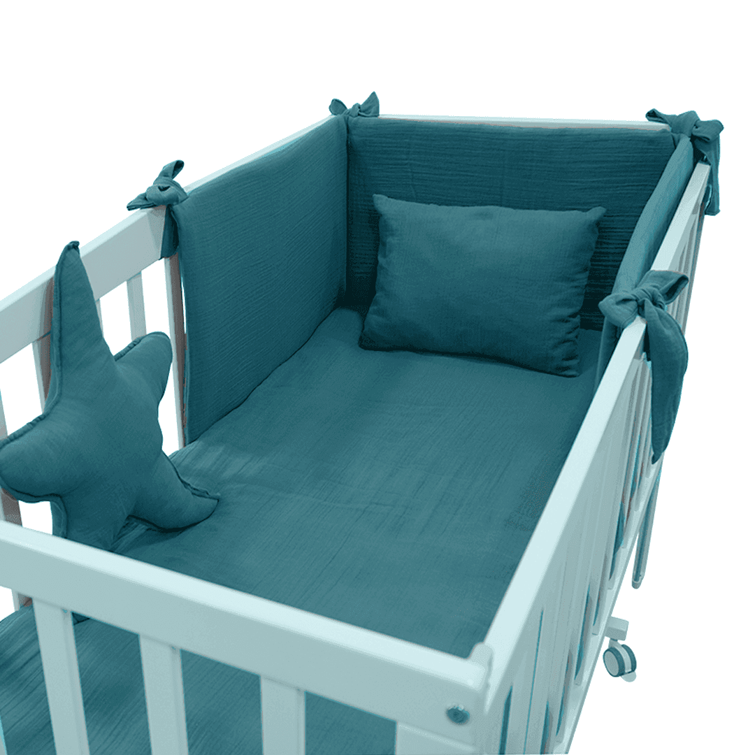 طقم مفرش لسرير البيبي (Upscale) – أزرق - الصورة 2