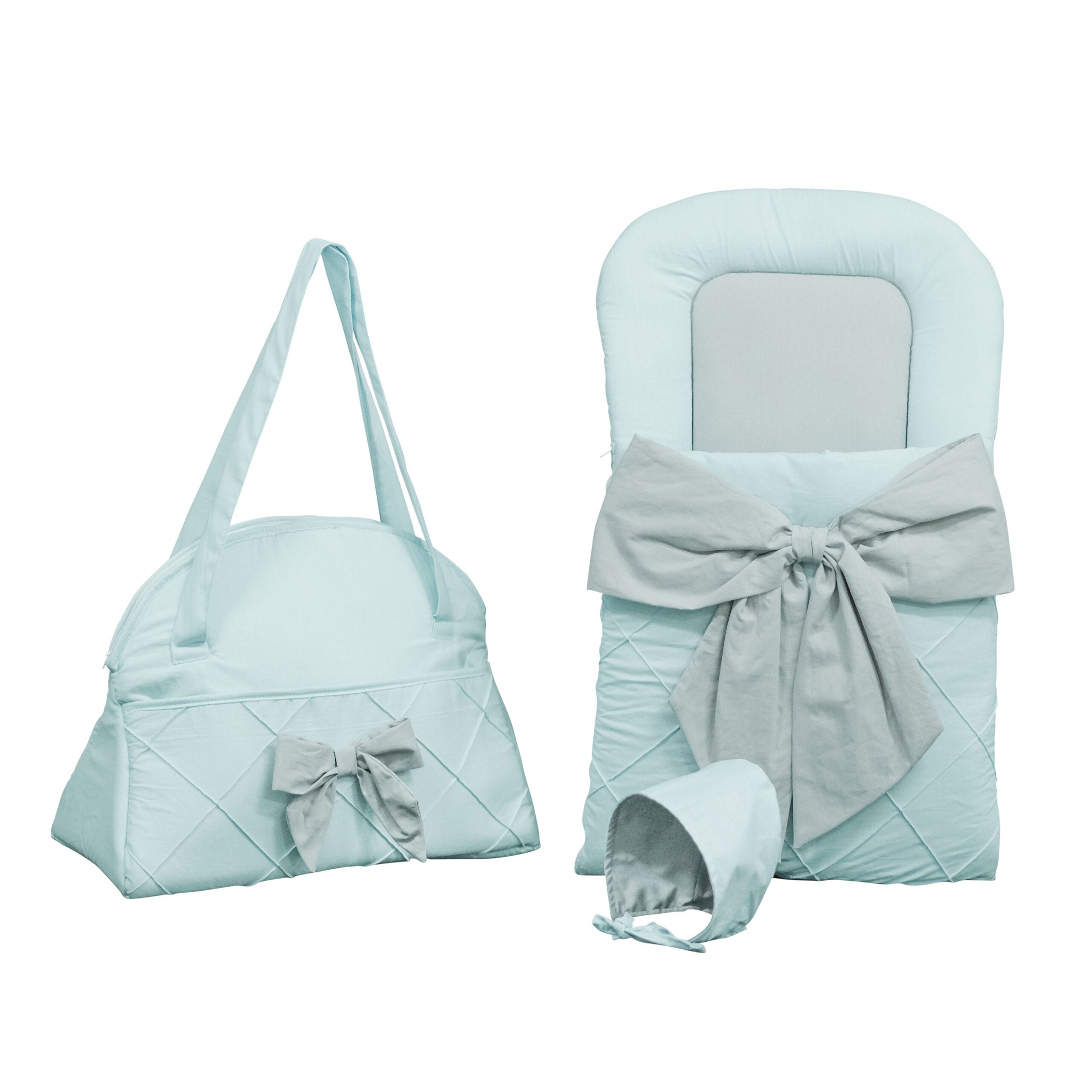 بطانية قماط لحديثي الولادة مع حقيبة للأم (لوتس) رمادي