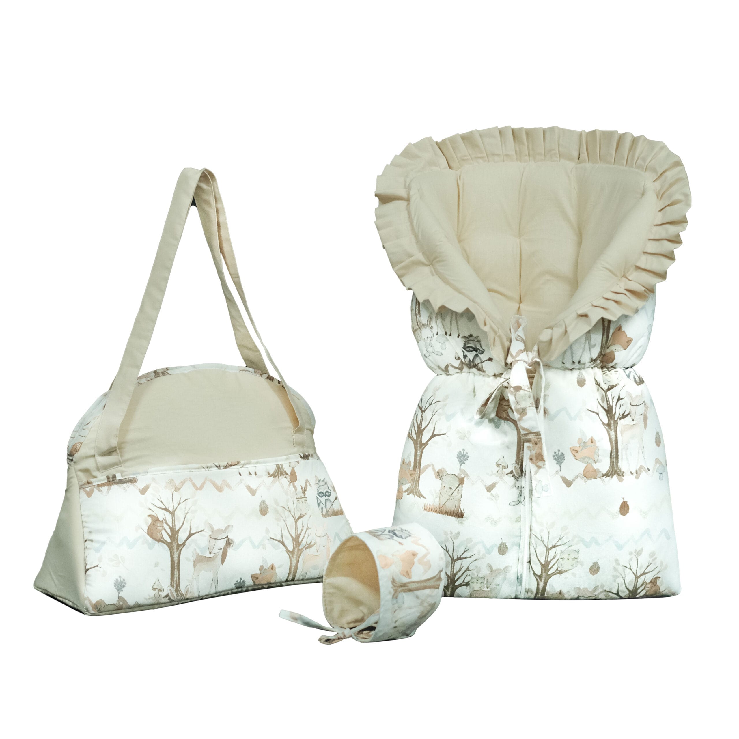 بطانية قماط لحديثي الولادة مع حقيبة للأم (توليب) بني