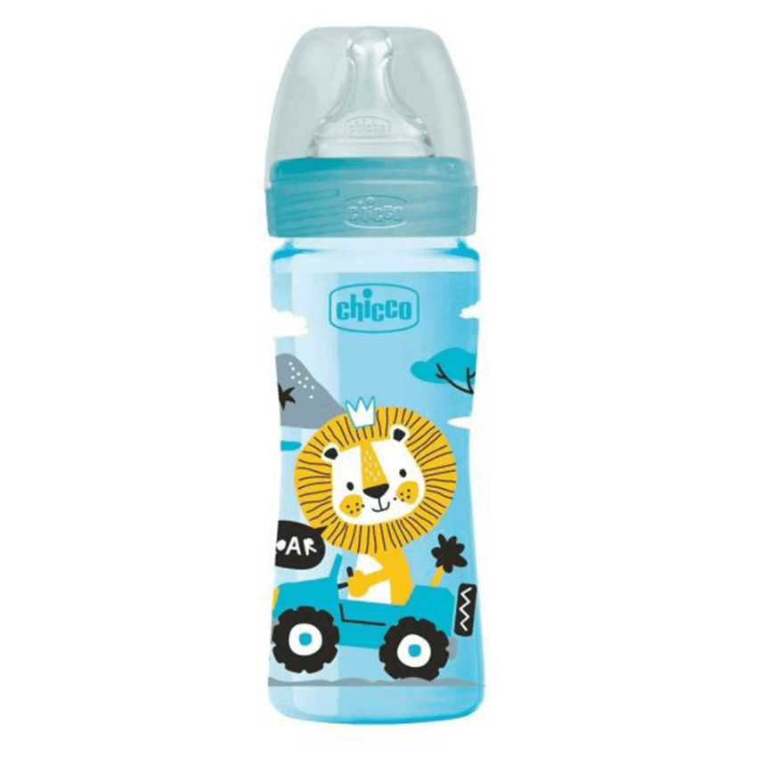 Chicco Well Being Polypropylene Bottle Medium Flow, 250 ml (2 m+) Blue