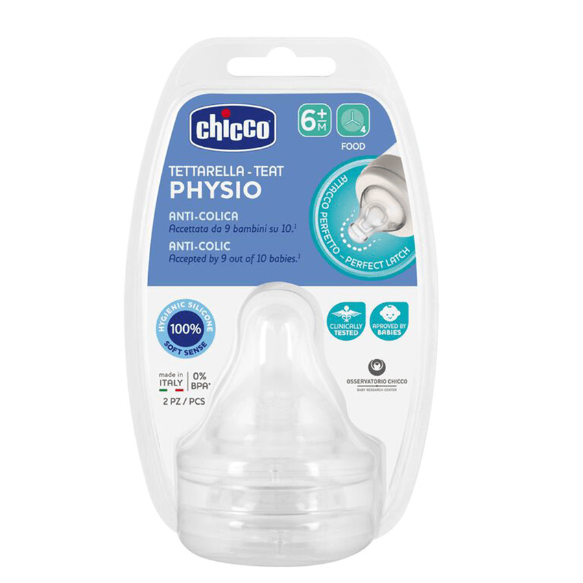 Chicco Physio Teat Anti-Colic Silicone Nipple Food Flow (6+ m) (2 Pcs) - Image 4
