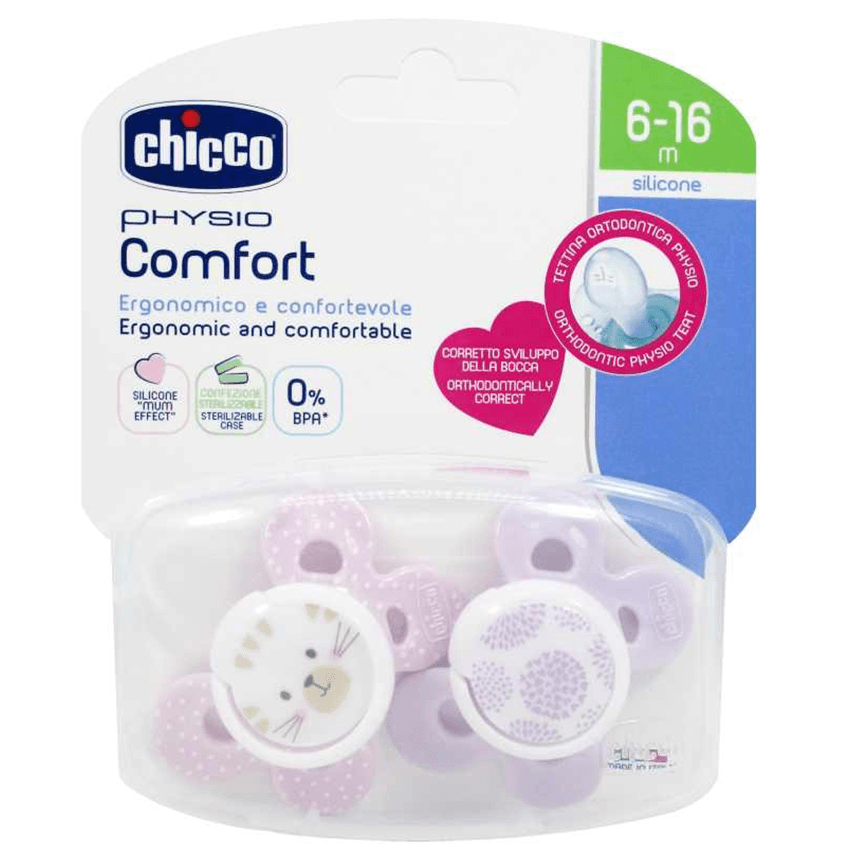 Chicco Physio Comfort Silicone Pacifier (6-16 m) (Purple - Baige) - Image 2