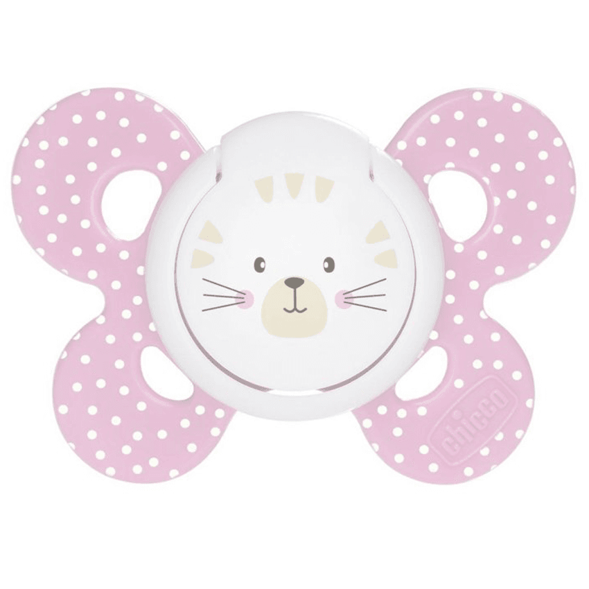 Chicco Physio Comfort Soother With Case Silicone Pink Cat (6 - 12 m)