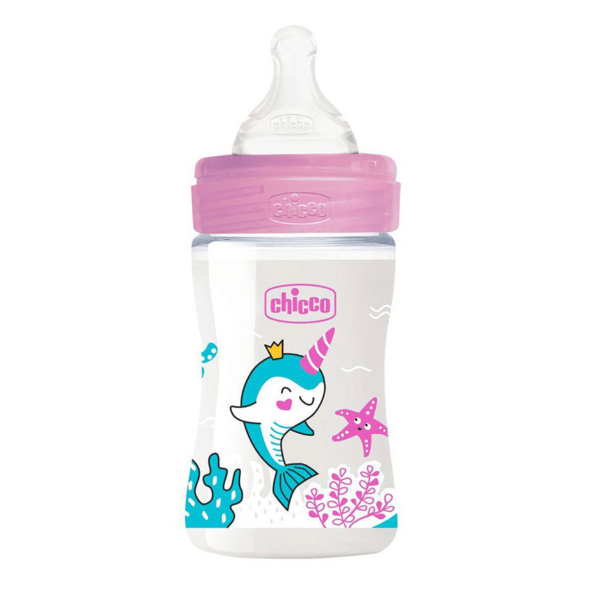 Chicco Well Being Polypropylene Bottle Slow Flow, 150 ml (0 m+) Pink