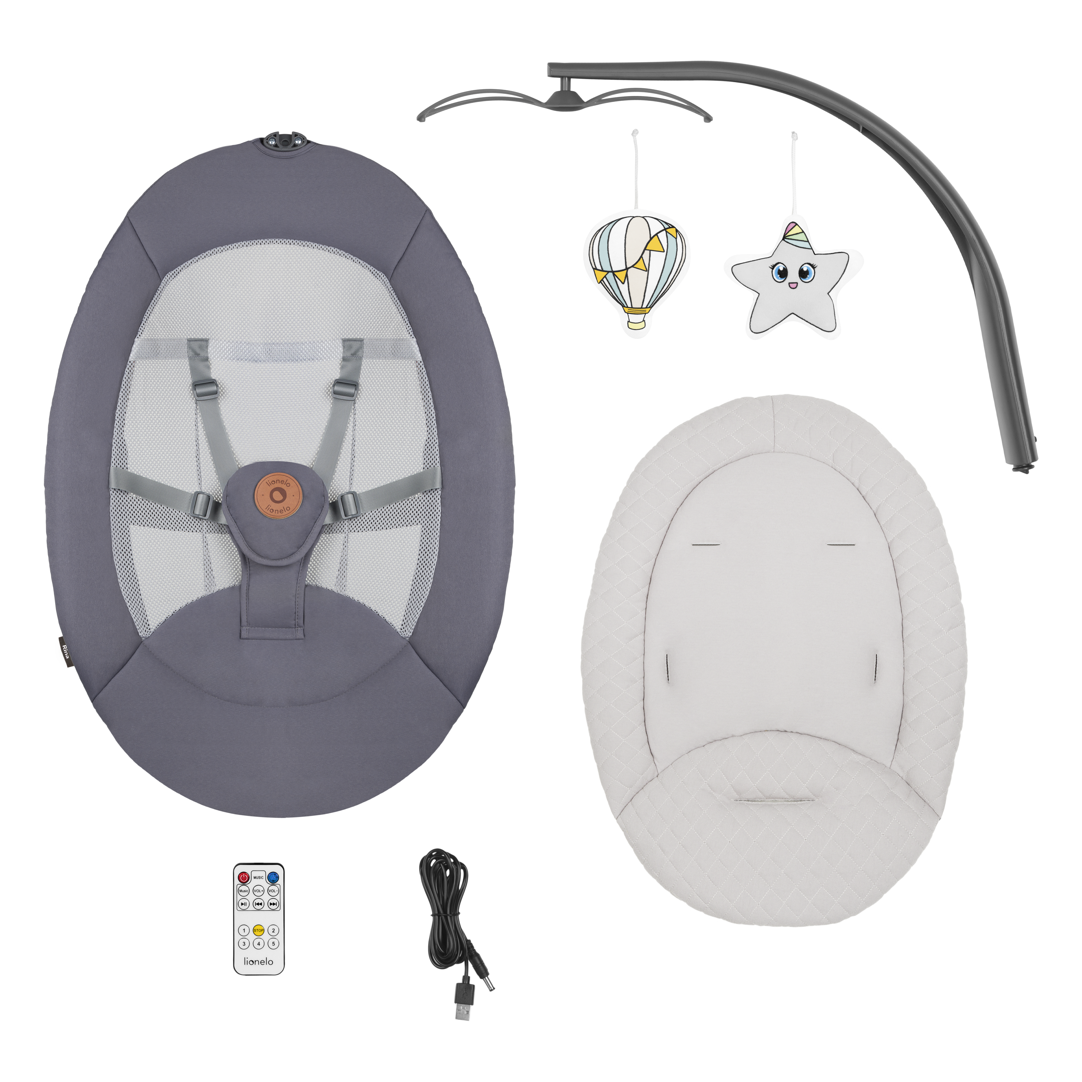 Lionelo Rina Grey Concrete â Bouncer - rocker - Image 12