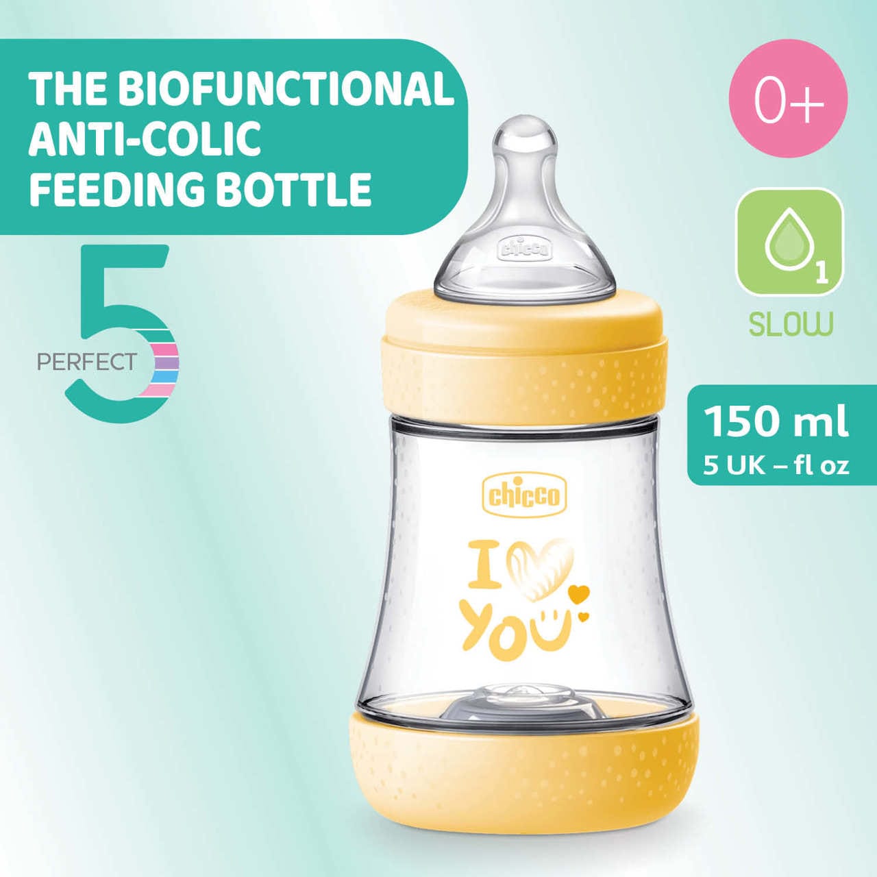 Chicco Perfect 5 Silicone Bottle (150 ml) Blue - Image 2