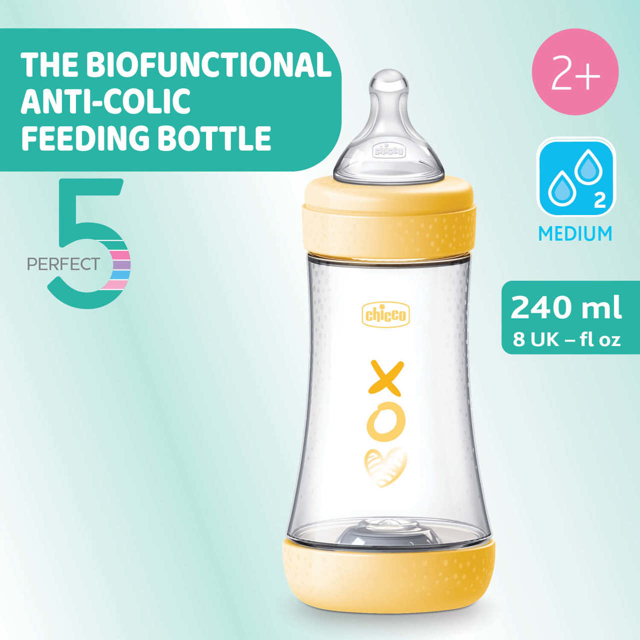 Chicco Perfect 5 Silicone Bottle (240 ml) Pink - Image 2