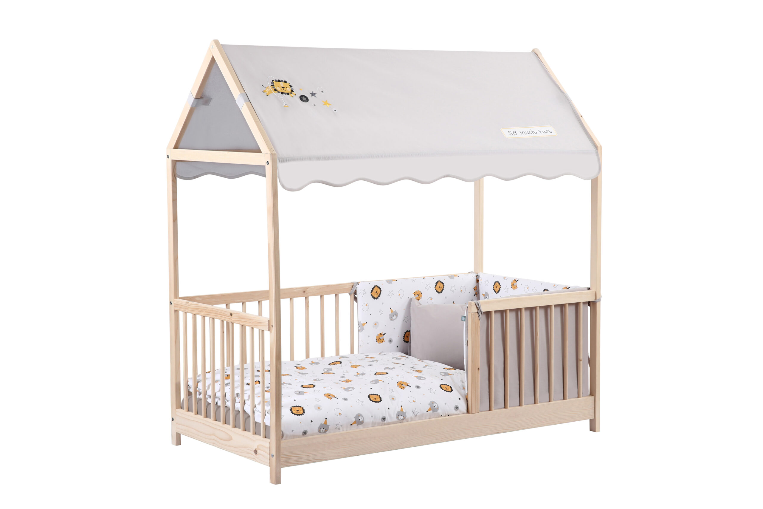 Kukka Wooden Montessori Activity Bed 70X140 Cm (Lion Grey)