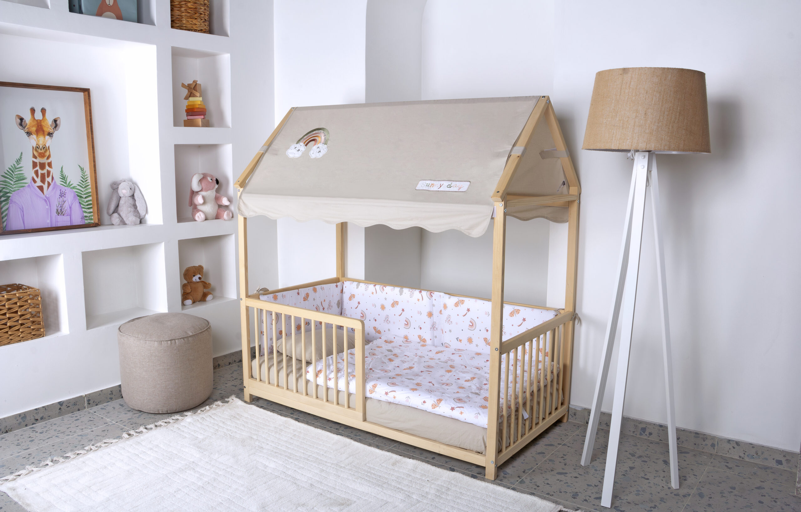 Kukka Wooden Montessori Activity Bed 70X140 Cm (Rainbow Cream) - Image 2