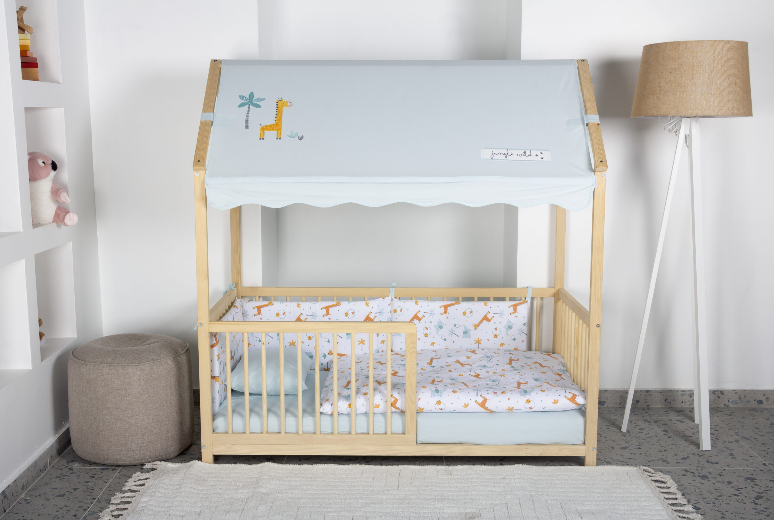 Kukka Wooden Montessori Activity Bed 70X140 Cm (Giraffe Blue) - Image 2