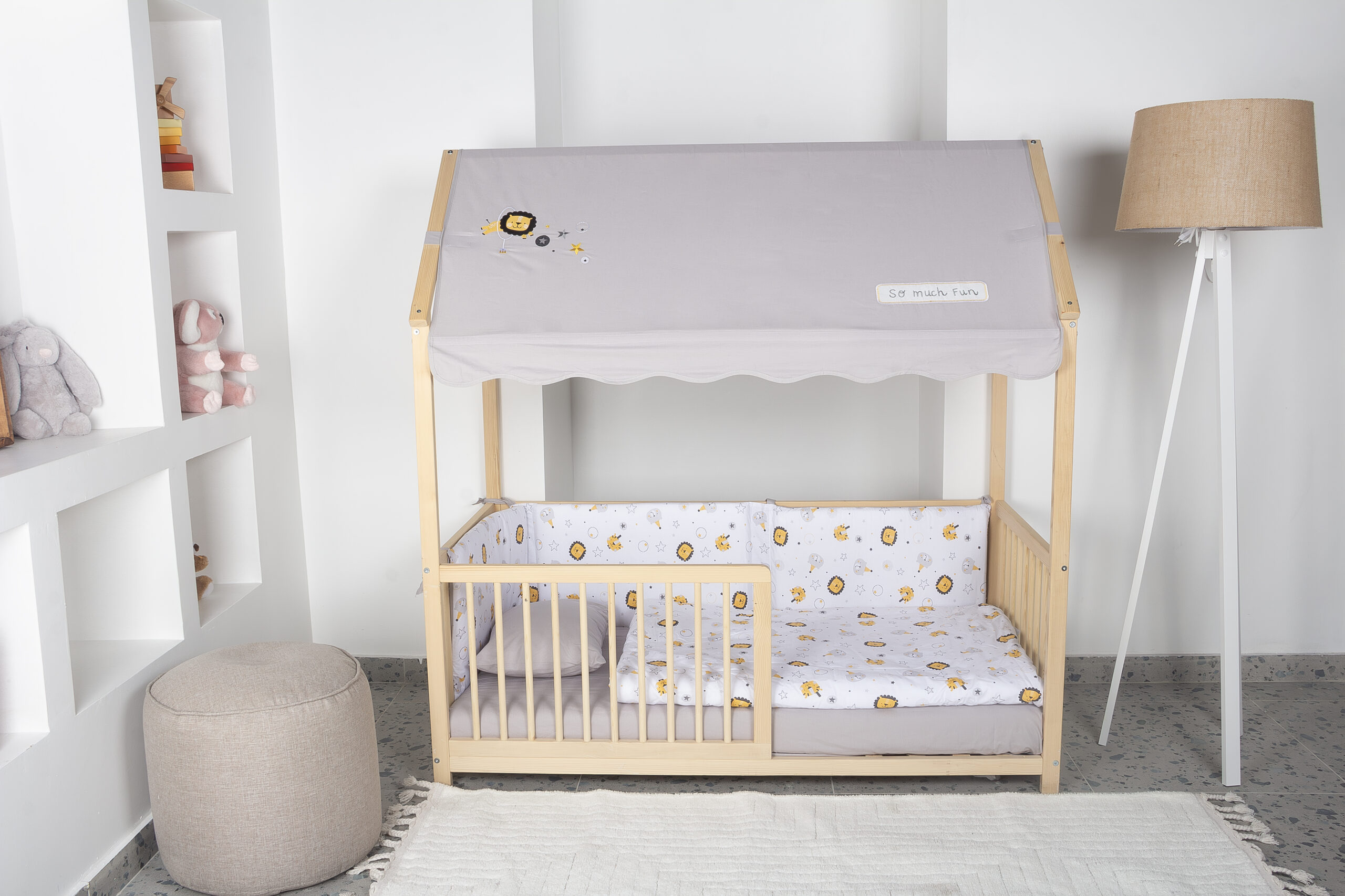 Kukka Wooden Montessori Activity Bed 70X140 Cm (Lion Grey) - Image 2