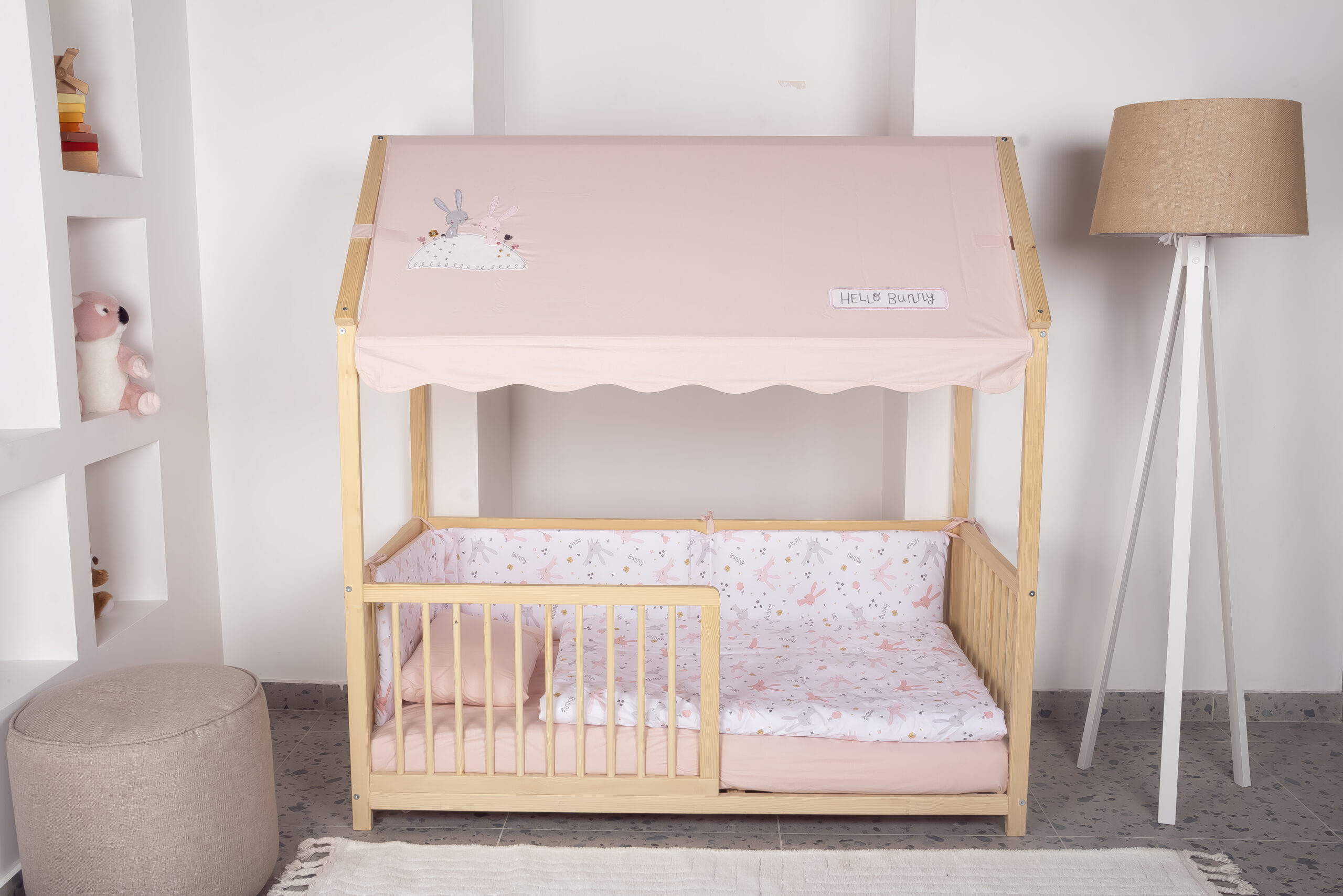 سرير أنشطة مونتيسوري خشبي من كوكا 70 × 140 سم (زهري برسمة أرنب) - الصورة 2