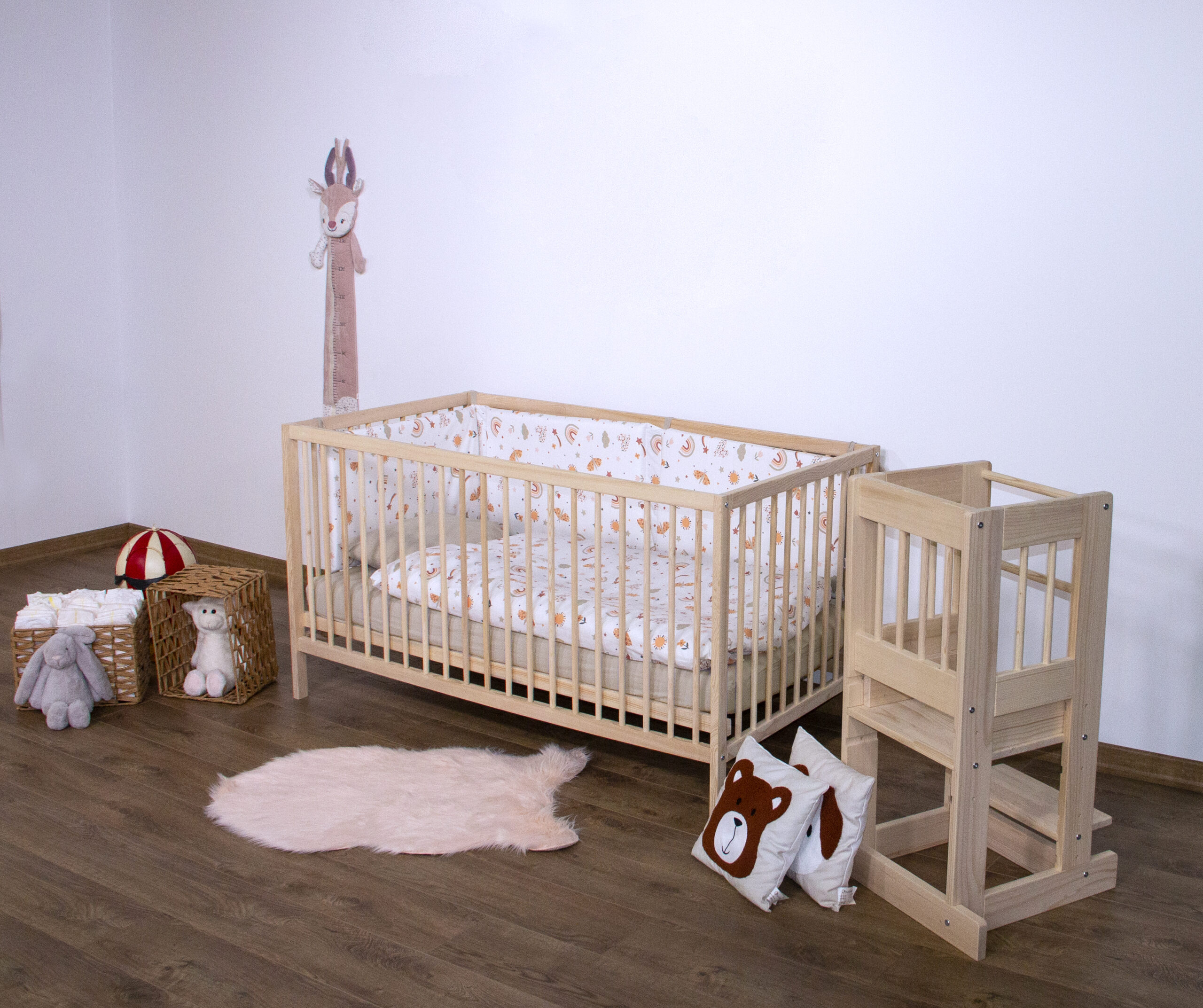 سرير أطفال من الخشب الطبيعي من كوكا مستويين 70 × 140 سم - الصورة 4