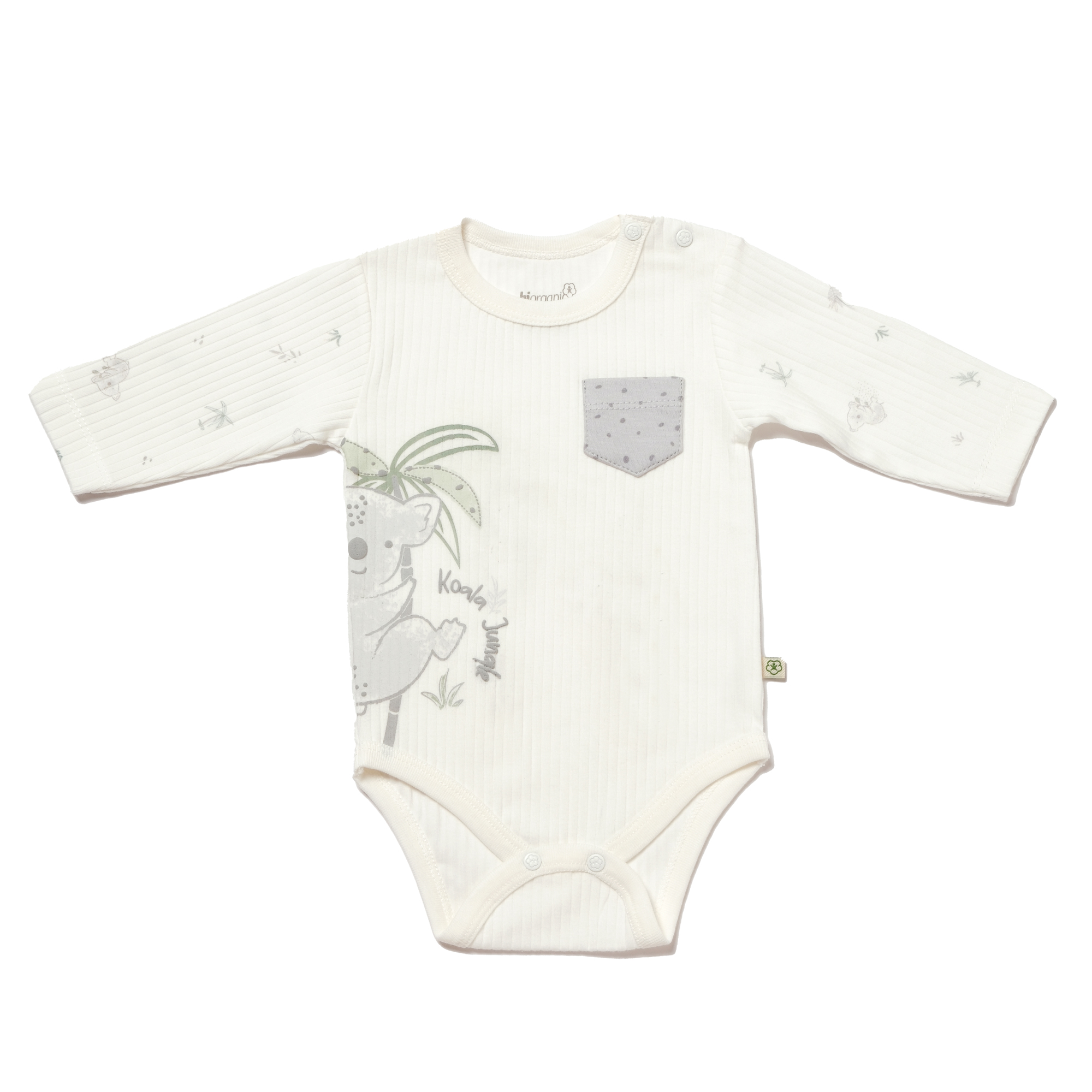 BiOrganic Koala Jungle Body Long Sleeve Grey (3 Years)