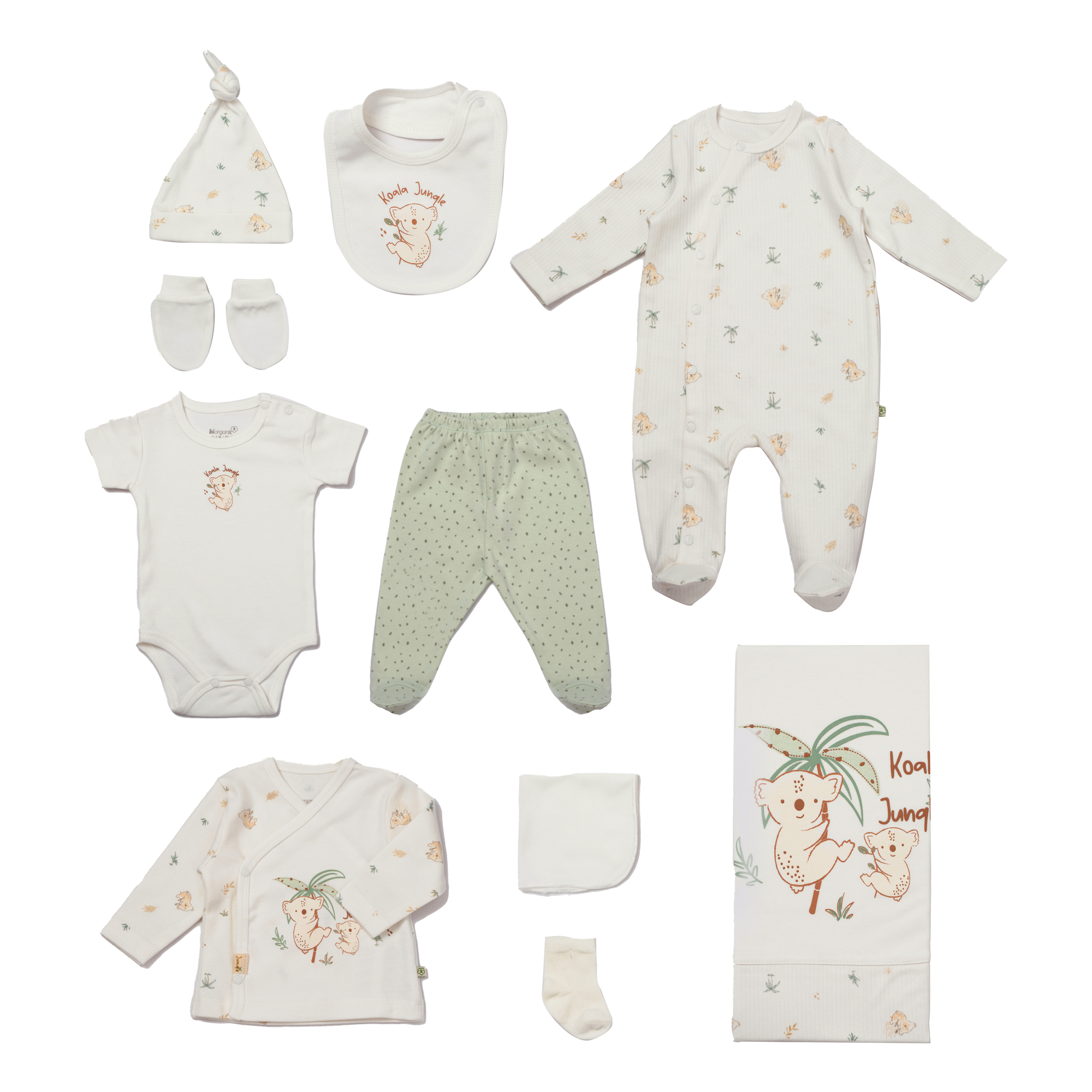 BiOrganic Koala Jungle Newborn 10 Pieces Set Mint (0-3 Months)