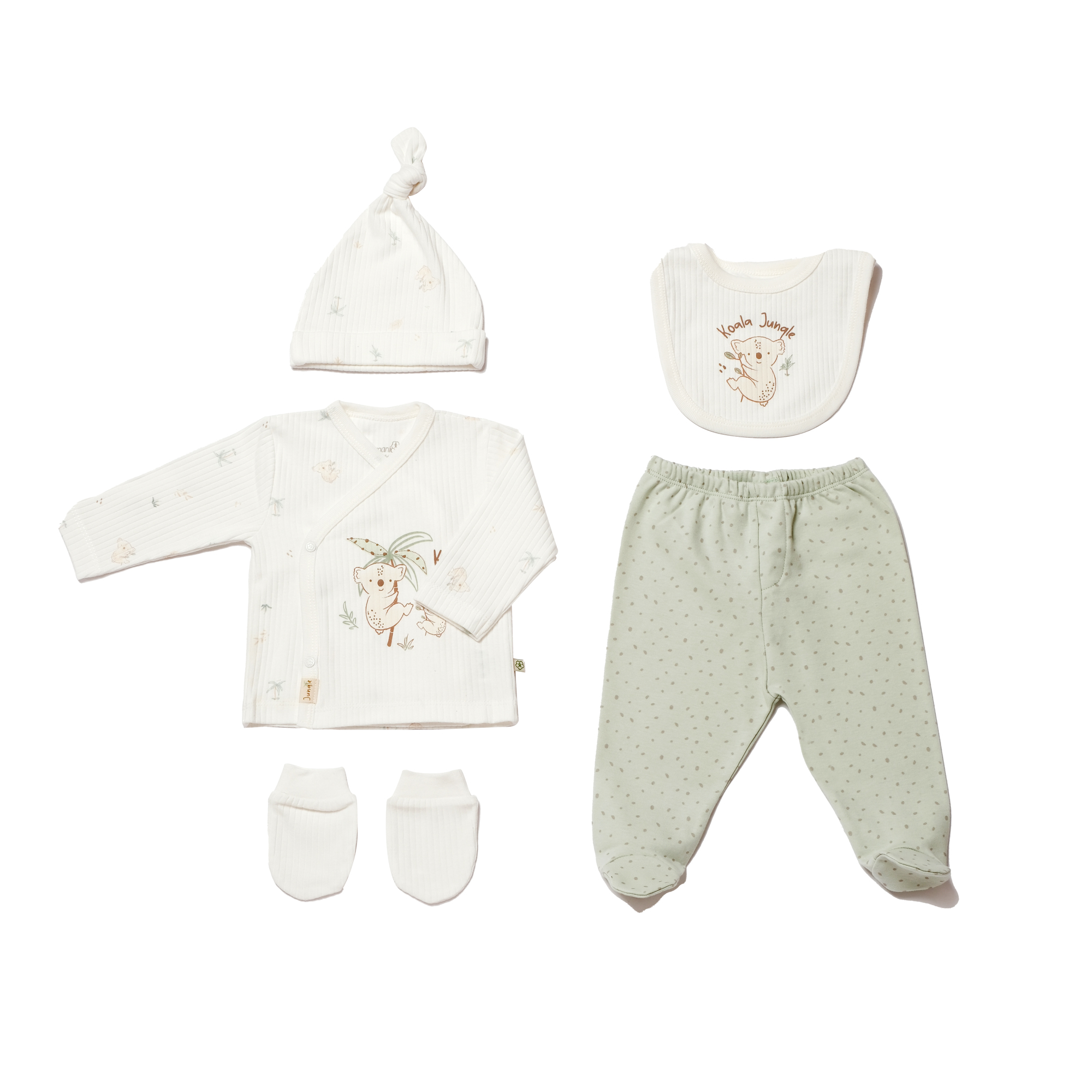 BiOrganic Koala Jungle Newborn 5 Pieces Set Mint (0-3 Months)