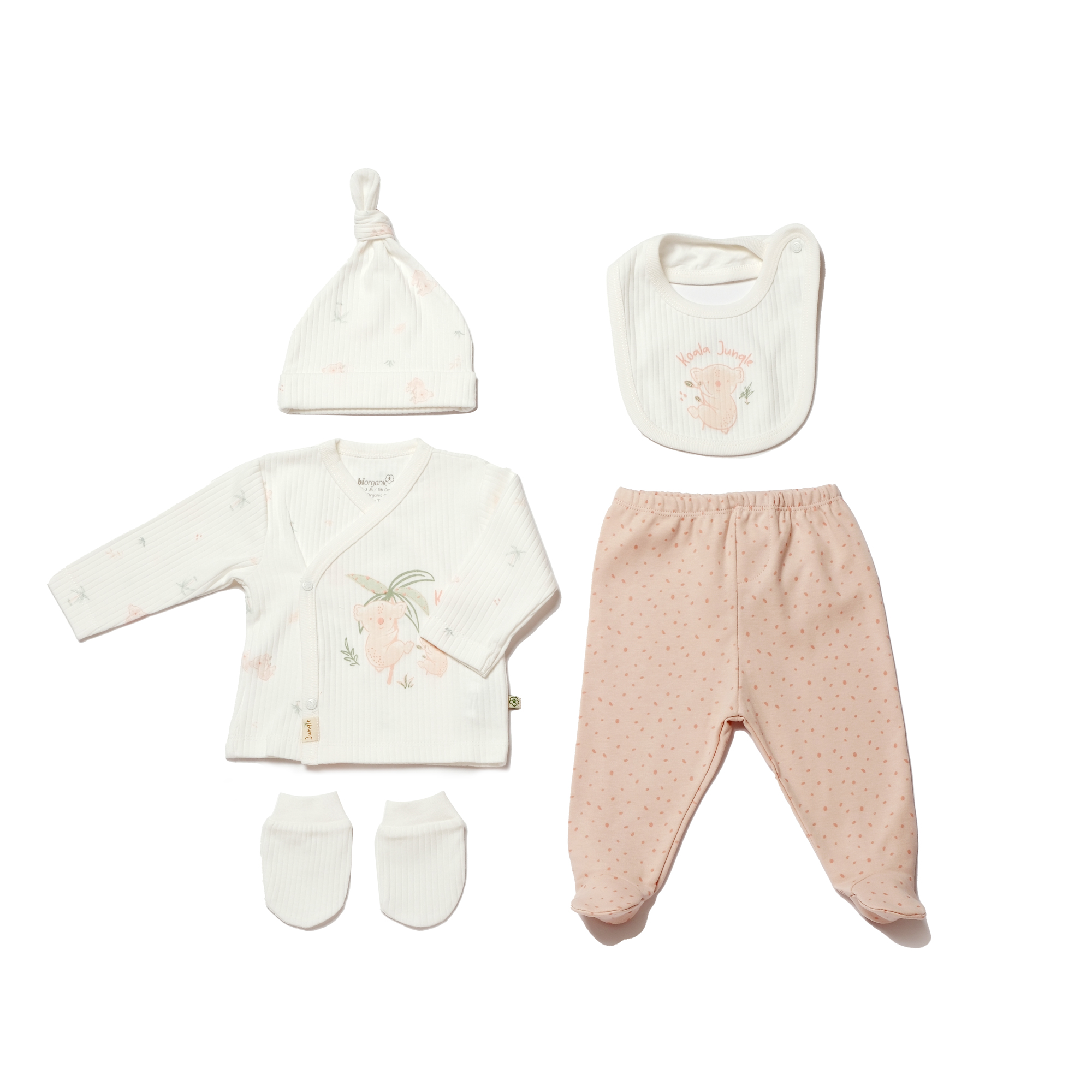 BiOrganic Koala Jungle Newborn 5 Pieces Set Pink (0-3 Months)