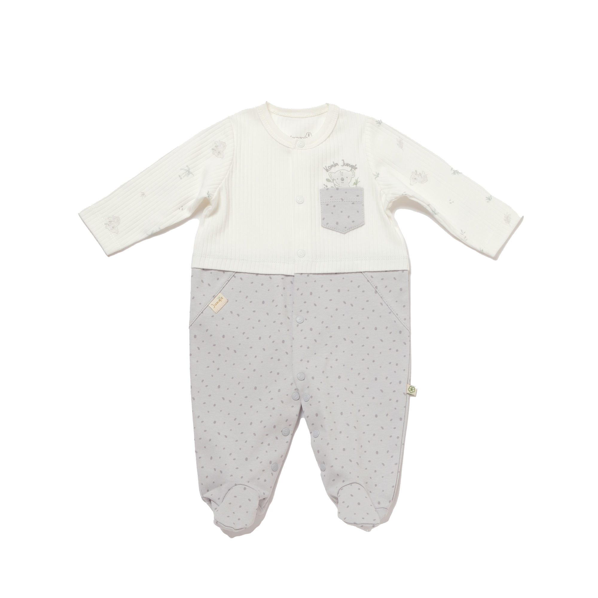 BiOrganic Koala Jungle Romper Grey (3-6 Months)