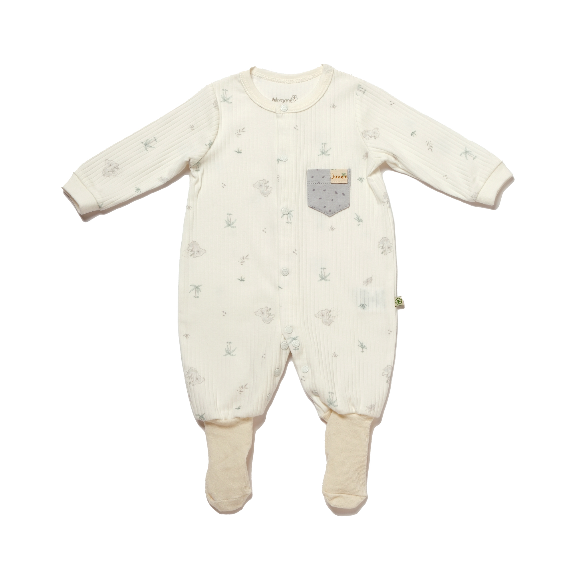 BiOrganic Koala Jungle Romper With Feet Grey (0-3 Months)