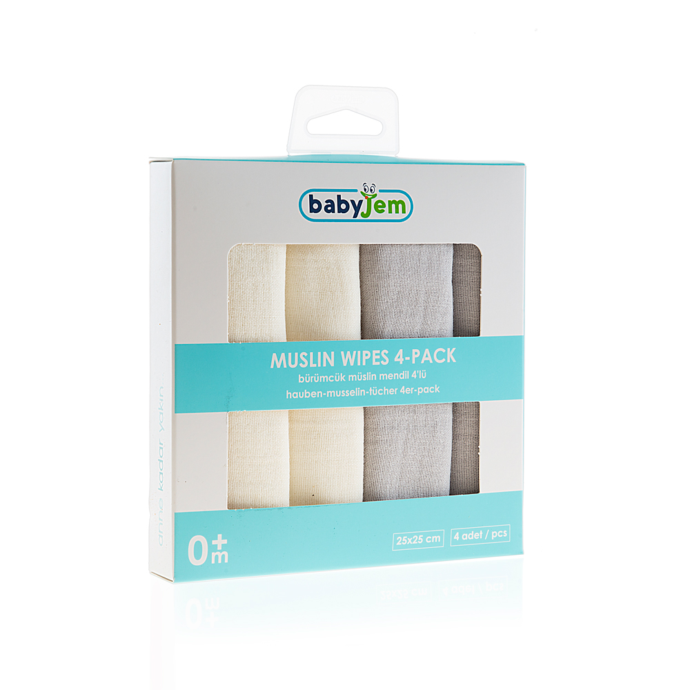 Babyjem Muslin Mouth Tissue / 4 Pcs / Grey