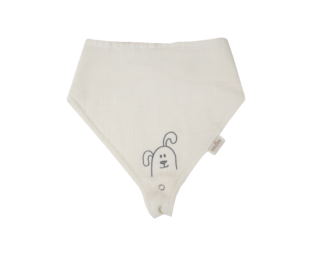 Babyjem Muslin Bib With Pacifier Hanger Ecru - Image 3