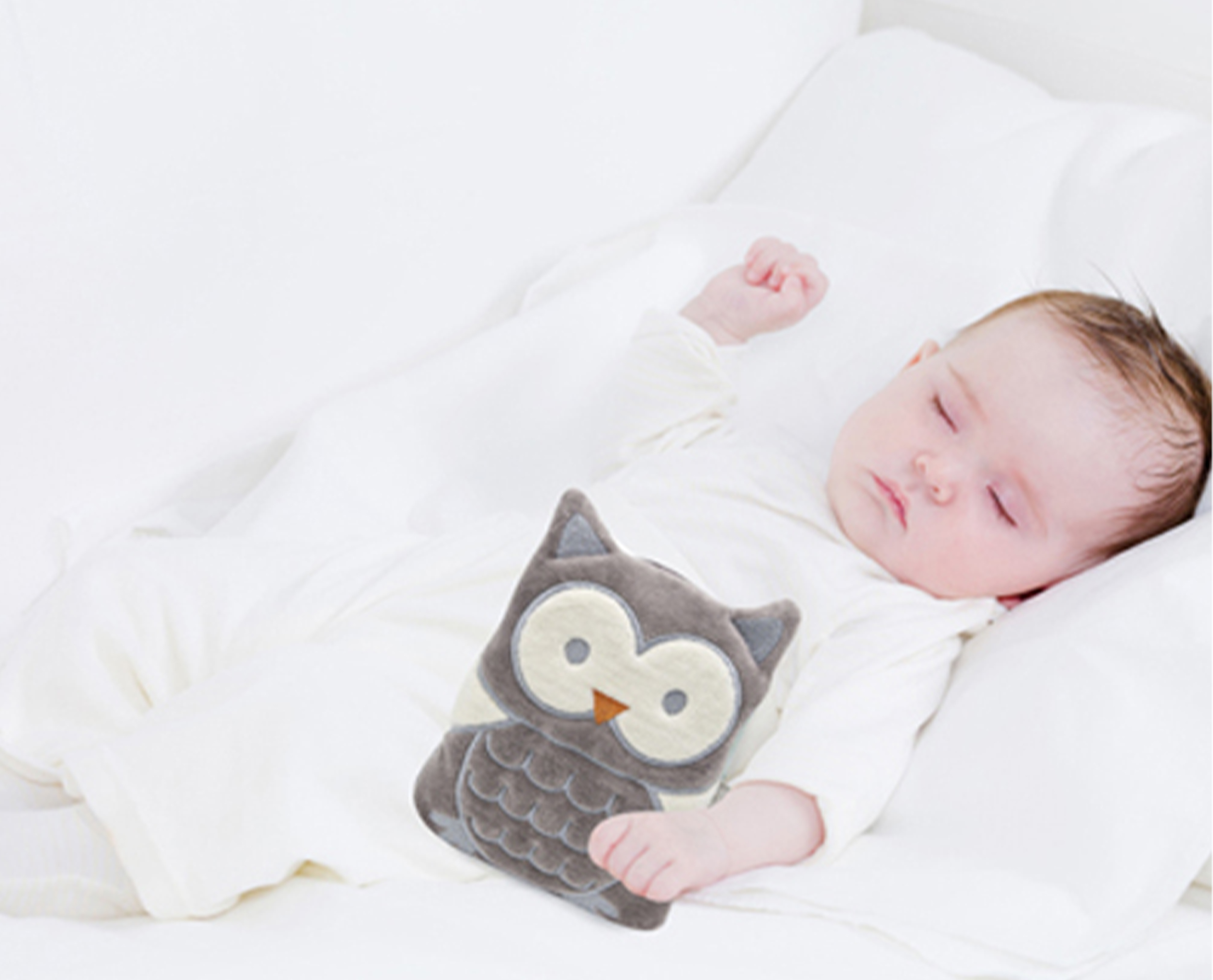 Babyjem Cherry Seeds Filled Velvet Colic Pillow / Owl / Grey - Image 2