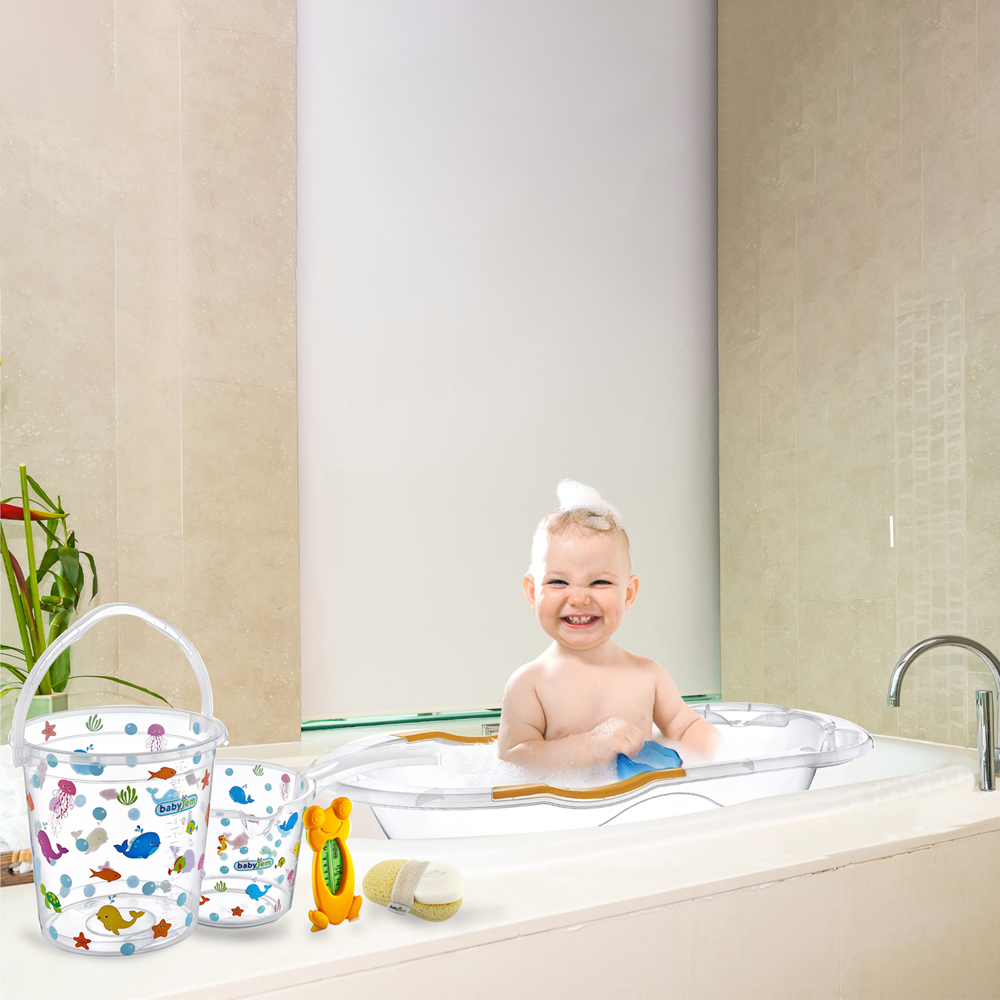 Babyjem Baby Bath Tub Set 6 Pieces With The Termometer / White - Image 2
