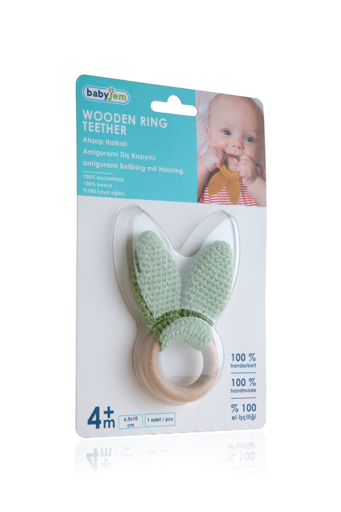 Babyjem Wooden Ring Teether Green - Image 6