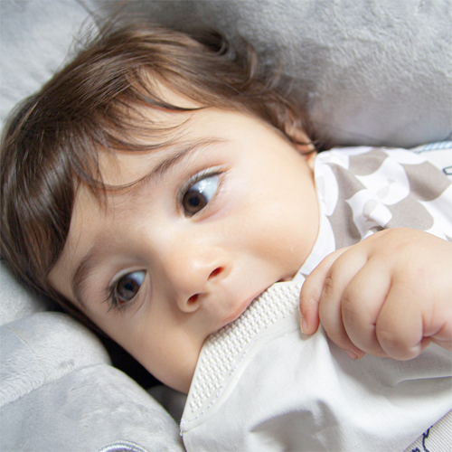 Babyjem Poplin Neck Scarf Bib With Teether / Brown / Fish - Image 2