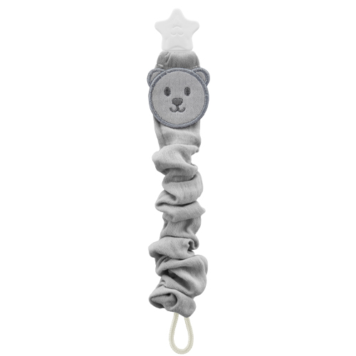 Babyjem Pacifier Hanger With Raw Silk Material(Muslin) Grey