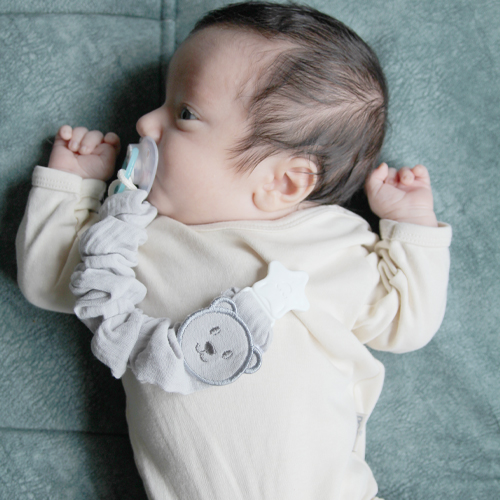 Babyjem Pacifier Hanger With Raw Silk Material(Muslin) Grey - Image 2