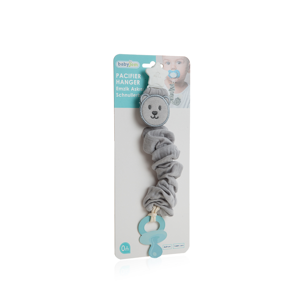 Babyjem Pacifier Hanger With Raw Silk Material(Muslin) Grey - Image 7
