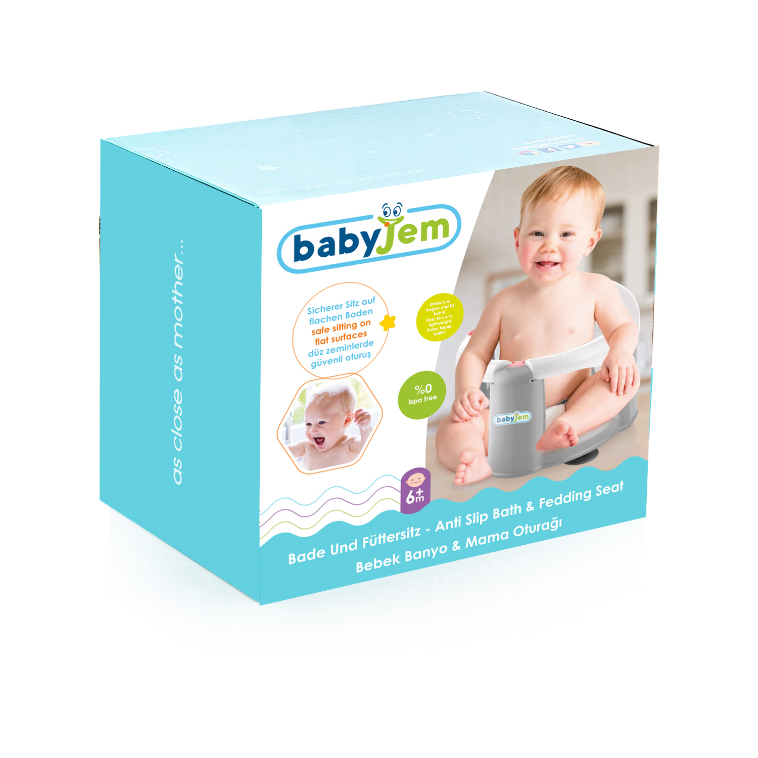 Babyjem Anti-Slip Baby Bath & Feeding Seat Grey - Image 5