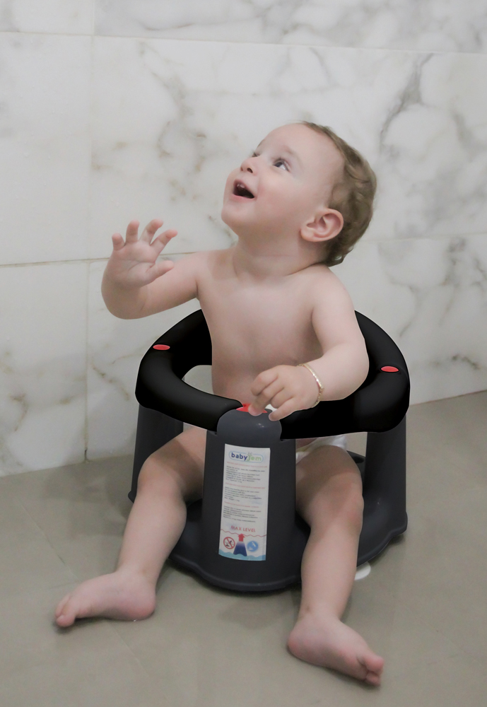 Babyjem Anti-Slip Baby Bath & Feeding Seat Black - Image 2