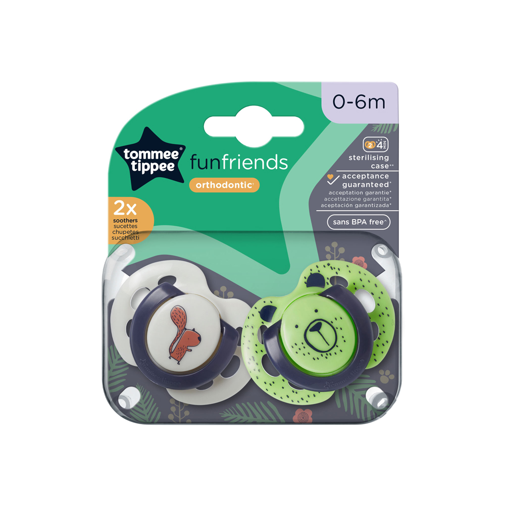 Tommee Tippee Fun Friends Soother Pack Of 2 (0-6M) Beige - Image 4