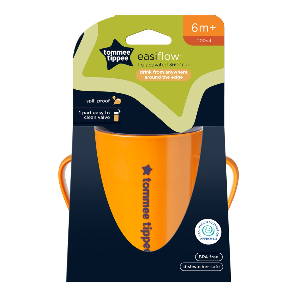 Tommee Tippee Easiflow lip-activated 360° Cup 200 ml (6m+) Orange - Image 2