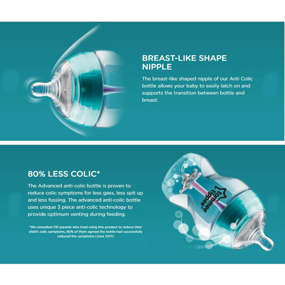 رضّاعة أطفال تومي تيبي أدفانسد المضادة للمغص 340 مل - الصورة 4