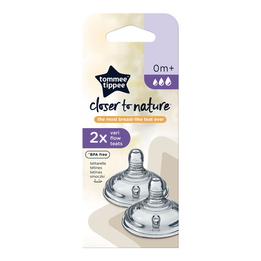 Tommee Tippee 2X Closer to Nature Vari Flow Teats (0m+) - Image 2