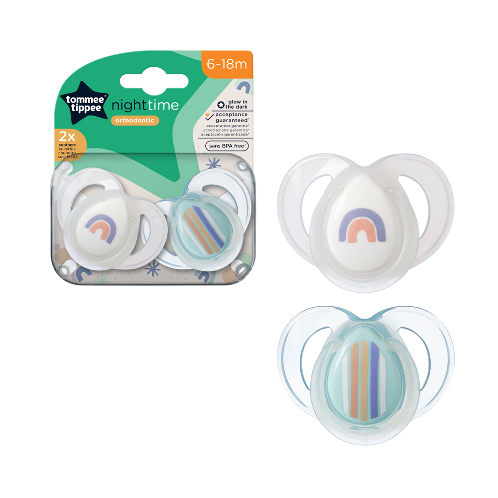 Tommee Tippee Night Time Soother Pack Of 2 (6-18M) Plain