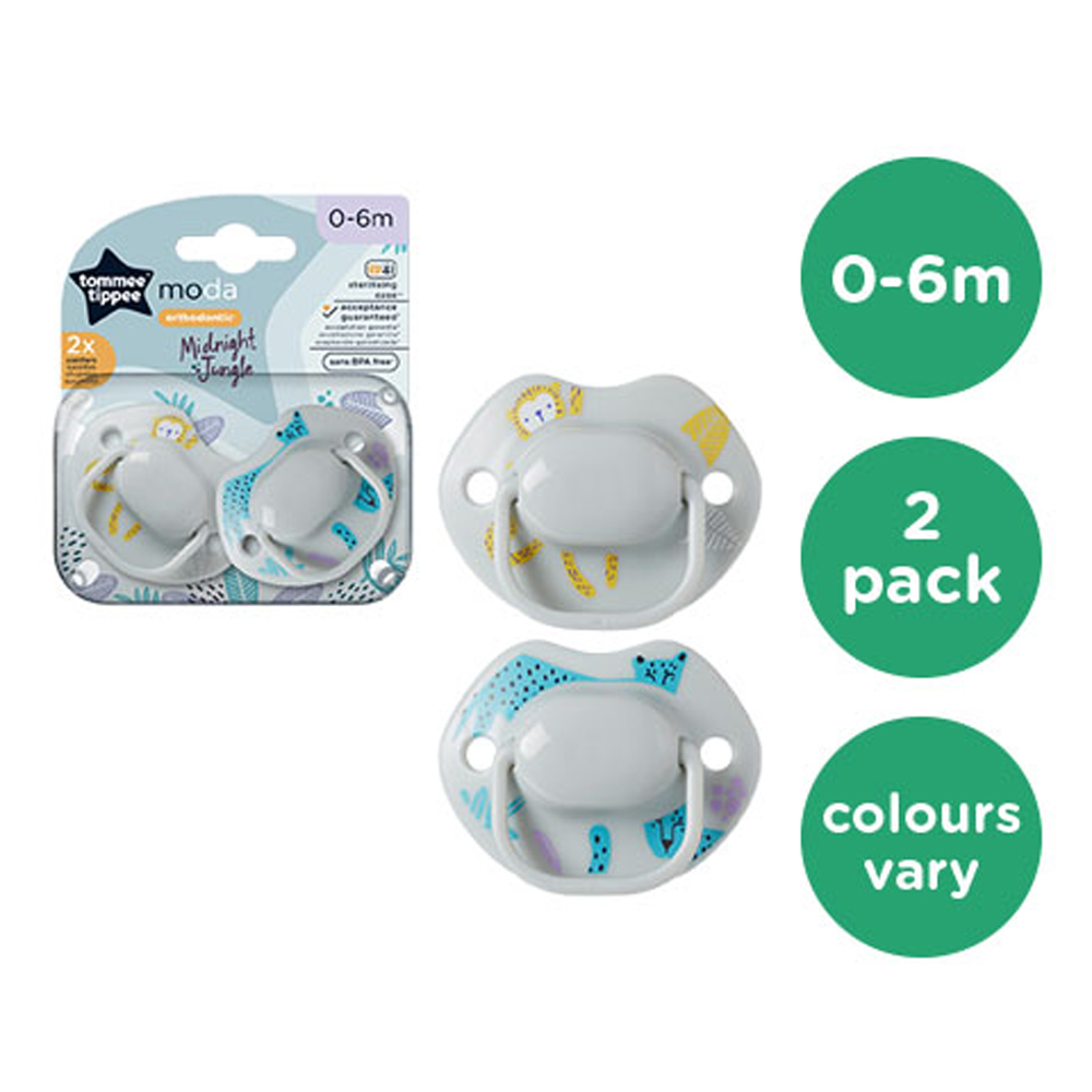 Tommee Tippee Moda Soother Pack Of 2 (0-6M) Midnight Jungle Grey - Image 3