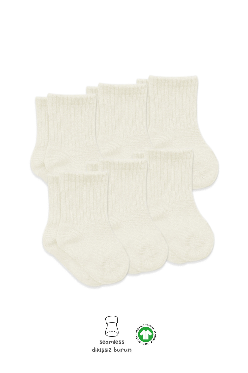 Bistyle 6-Pairs Combed Flat Quarter Socks (0-6 m) Beige - Image 3