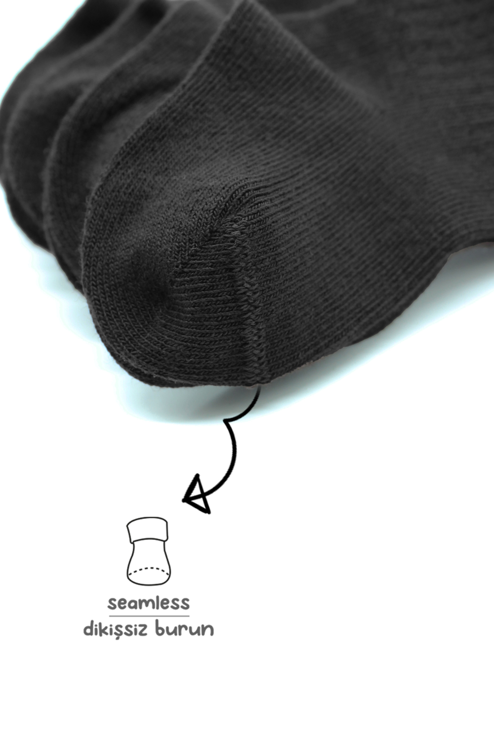 Bistyle 6-Pairs Combed Flat Quarter Socks (24-36 m) Black - Image 4