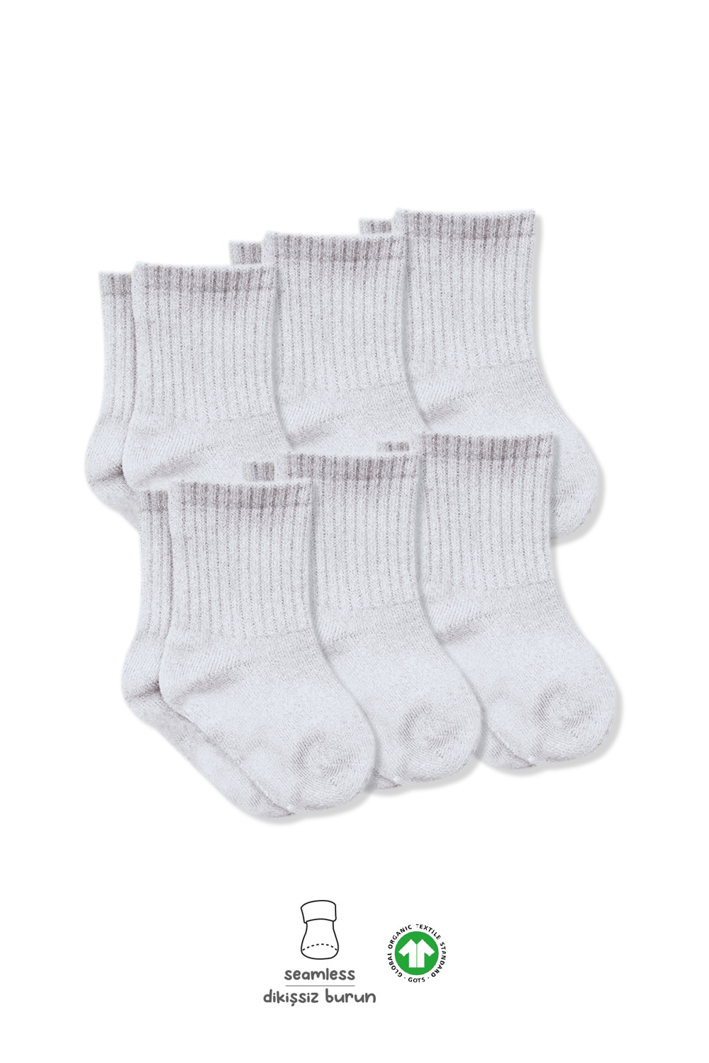 Bistyle 6-Pairs Combed Flat Quarter Socks (24-36 m) Grey - Image 3
