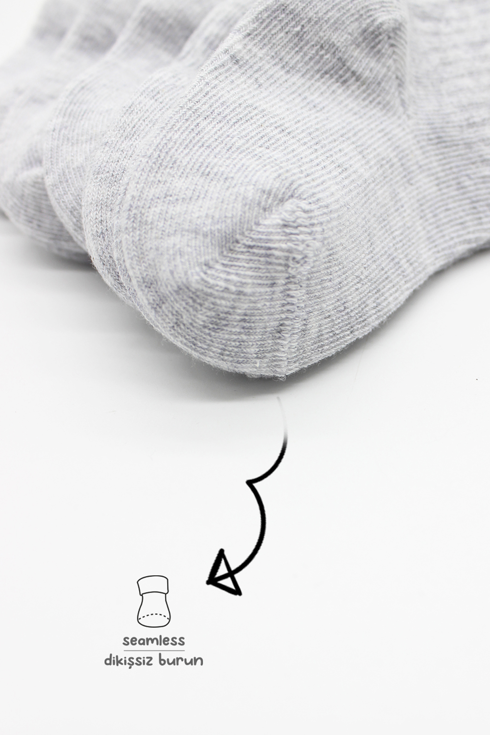 Bistyle 6-Pairs Combed Flat Quarter Socks (24-36 m) Grey - Image 4