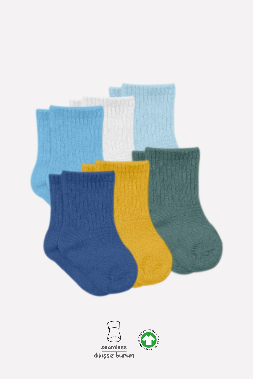 Bistyle Colors 6-Pairs Combed Flat Quarter Socks (0-6 m) Colored - Image 3