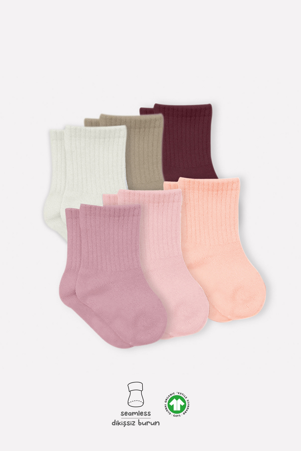 Bistyle Colors 6-Pairs Combed Flat Quarter Socks (0-6 m) Colored - Image 3